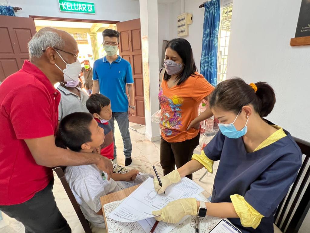 Boys getting medical check-up